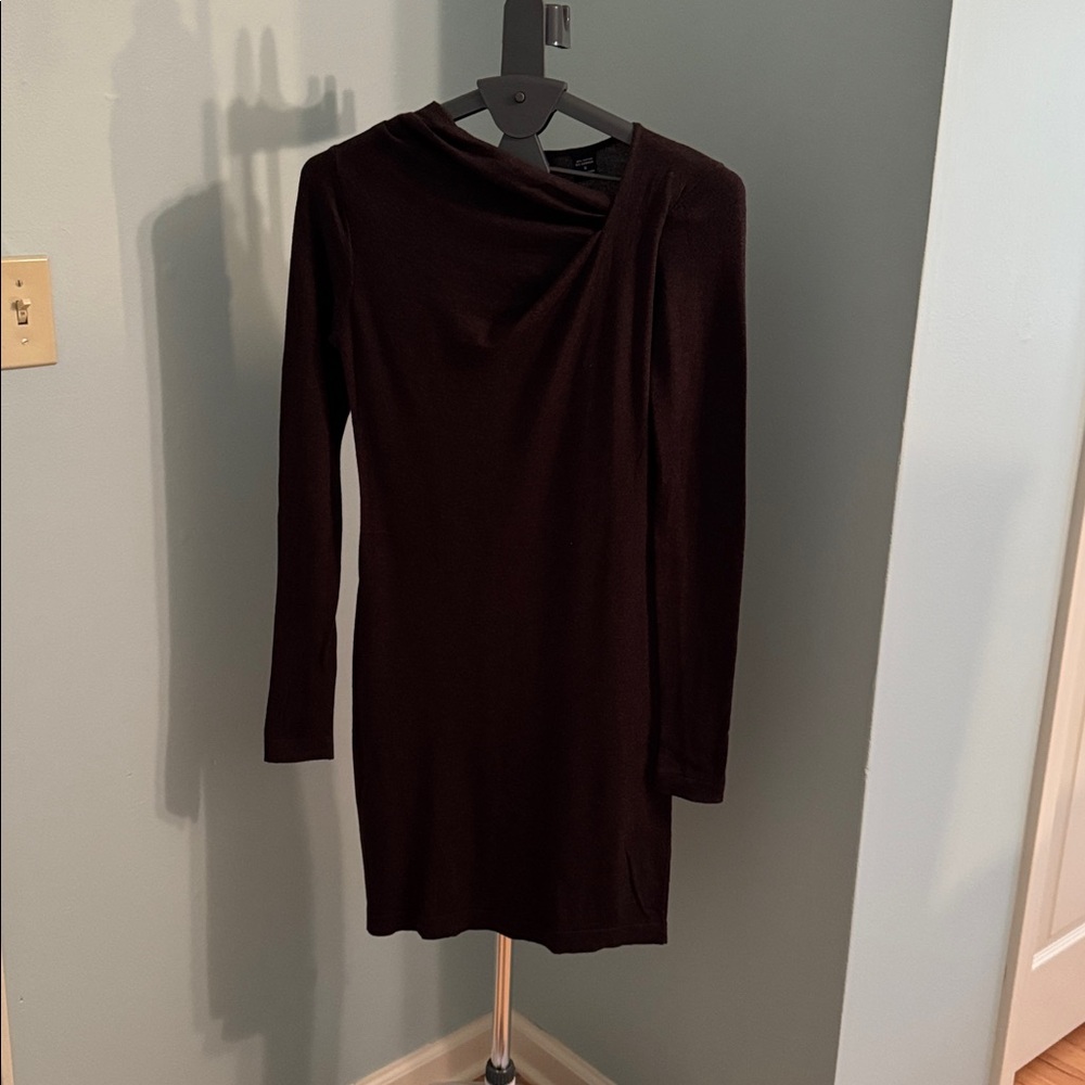 Beautiful chocolate brown asymmetric sweater dress